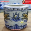 Bát hương men rạn đắp nổi Lưỡng long chầu nguyệt phi 30cm