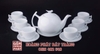 Bộ ấm chén men trắng Hồng Cành DT-650ML