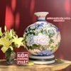 Bình hút tài lộc chim đào hoa phù dung vẽ kỹ H40cm BHL232 1