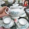 Ấm chén Cát Tường hoa sen xanh