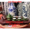 Ấm chén men xanh ngọc vẽ vàng kim SP4820