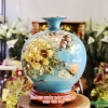 Bình hút tài lộc công thành danh toại vàng kim 24k nền xanh dương H35cm BHL3832