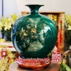 Bình hút tài lộc Lý Ngư Vọng nguyệt xanh lục vàng kim 24k H35 BHL357 1