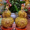 Cặp hồ lô tài lộc hoa dây nền vàng kim cao cấp