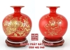 Bình hút tài lộc công đào phú quý màu đỏ vàng kim H30cm - ĐK 26.5cm