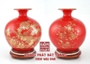 Bình hút tài lộc Tùng hạc diên niên màu đỏ vàng kim H22cm - ĐK 19.5cm