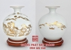 Bình hút tài lộc Bát mã truy phong màu trắng vàng kim H22cm - ĐK 19.5cm