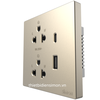 Bộ ổ cắm đôi chuẩn Âu-Mỹ 16A + cổng sạc USB Type A, C (20W), (Champagne) 58E7251-46