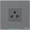 Module Ổ cắm đơn chuẩn EU–US có tiếp địa (16A 250V) (Metal) màu Brushed Grey Simon M7 661087M-2B