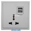 Module Ổ cắm đa tiêu chuẩn 10A và 2 cổng sạc USB mặt vuông Simon 70E725