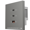 Ổ cắm sạc USB-A (5V 2.4A) + USB Type-C 65W Simon M7 AIR màu Platinum Grey 66E722-6Q