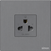 Module Ổ cắm đơn chuẩn EU–US có tiếp địa (16A 250V) (Metal) màu Brushed Grey Simon M7 661087M-2B
