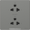 Bộ ổ cắm đôi 3 chấu Âu - Mỹ 16A vuông màu grey Simon S6 581287-61