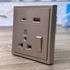 Ổ cắm đa năng có công tắc sạc USB Type C màu sâm panh Simon 70E7253-46