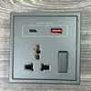 Ổ cắm đa năng kèm công tắc sạc USB Type C màu xám Simon 70E7253-61