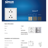 Module Ổ cắm đôi tiêu chuẩn Âu Mỹ 16A vuông màu xám Simon i7 711287-61