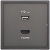 Module Ổ cắm USB và HDMI chuẩn vuông màu Xám Simon Series i7 700494-61