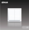 Công tắc nút nhấn nhả đôi vuông trắng có phản quang Simon E3 301021YF
