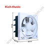 Quạt thông gió gắn tường TICO TC20AV6 ảnh kích thước