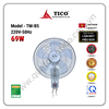 Quạt treo tường 2 dây TICO model TM-B5 màu ghi sáng