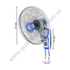 Quạt treo tường TICO TM-B400 kích thước quạt