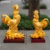 Tượng Gà Trống Phong Thủy Bằng Đồng Dát Vàng 9999