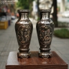 Lọ Hoa Bằng Đồng Khảm Tam Khí 38cm Hoa Văn Long Phụng