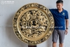 Tranh Mâm Đồng Tứ Linh Chữ Tâm Bằng Đồng Vàng ĐK 1m2