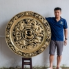 Tranh Mâm Đồng Tứ Linh Chữ Tâm Bằng Đồng Vàng ĐK 1m2