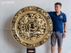 Tranh Mâm Đồng Tứ Linh Chữ Tâm Bằng Đồng Vàng ĐK 1m2