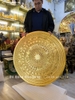 Mặt Trống Đồng Đông Sơn Đúc Thủ Công Bằng Đồng Đỏ Dát Vàng 24K ĐK 1m