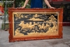 Tranh Bát Mã Bằng Đồng Dát Vàng 24K Khung Gỗ Gõ Đỏ Khổ 1m6 x 92cm