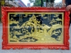 Tranh Đồng Quê Bằng Đồng Mạ Vàng 24k Khung Gỗ Hương 1m39x89cm