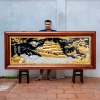 Tranh Thuận Buồm Xuôi Gió Bằng Đồng Dát Bạc Vàng 24K Khung Gỗ Gụ Khổ 2m4 x 1m