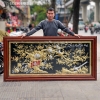 Tranh Vinh Hoa Phú Quý Bằng Đồng Vàng Dát Bạc Khung Gỗ Gõ Đỏ 2m11 x 1m01