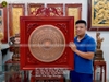 Tranh Mặt Trống Ngọc Lũ Đúc Bằng Đồng Khung Gỗ Hương 88cm