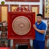 Tranh Mặt Trống Ngọc Lũ Đúc Bằng Đồng Khung Gỗ Hương 88cm