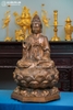 Tượng Bồ Tát Quan Âm Bằng Đồng Đỏ Cao 81Cm Màu Trầm Cổ