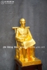 Tượng Chủ Tịch Hồ Chí Minh Ngồi Ghế Đọc Báo Bằng Đồng Dát Vàng 9999 Cao 50Cm