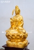 Tượng Phật Bà Quan Âm Cầm Nhành Liễu (mới) Ngồi Đài Sen Dát Vàng 9999 Cao 61Cm