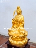 Tượng Phật Bà Quan Âm Cầm Nhành Liễu (mới) Ngồi Đài Sen Dát Vàng 9999 Cao 61Cm
