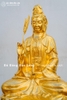 Tượng Phật Bà Quan Âm Cầm Nhành Liễu (mới) Ngồi Đài Sen Dát Vàng 9999 Cao 61Cm