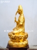 Tượng Phật Bà Quan Âm Cầm Nhành Liễu (mới) Ngồi Đài Sen Dát Vàng 9999 Cao 61Cm