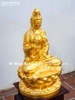 Tượng Phật Bà Quan Âm Cầm Nhành Liễu (mới) Ngồi Đài Sen Dát Vàng 9999 Cao 61Cm