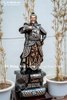 Tượng Đồng Trần Quốc Tuấn Đứng Bệ Thuyền Khảm Tam Khí Cao 61Cm
