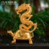 Tượng Rồng Cưỡi Rùa Bằng Đồng Đỏ Dát Vàng Cao 61cm