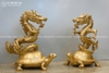 Tượng Rồng Cưỡi Rùa Bằng Đồng Đỏ Cao 61Cm