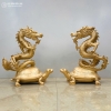 Tượng Rồng Cưỡi Rùa Bằng Đồng Đỏ Cao 61Cm