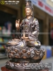 Tượng Phật Bà Quan Âm Bằng Đồng Khảm Tam Khí Cao 48cm Đẹp