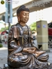 Tượng Phật Thích Ca Bằng Đồng Nồi Khảm Tam Khí Cao 69cm Đúc Thủ Công